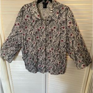 Blazer white with black and pink design